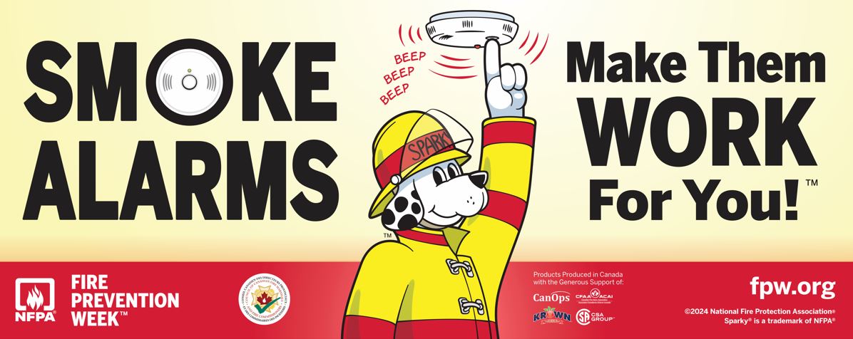 Smoke alarms make them work for you banner for fire prevention week.
