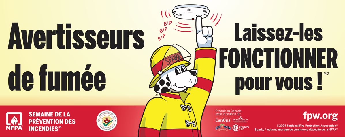 Smoke alarms make them work for you banner for fire prevention week in French