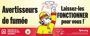 Smoke alarms make them work for you banner for fire prevention week in French