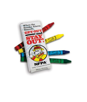 When the smoke alarm sound, get out and stay out package of crayons