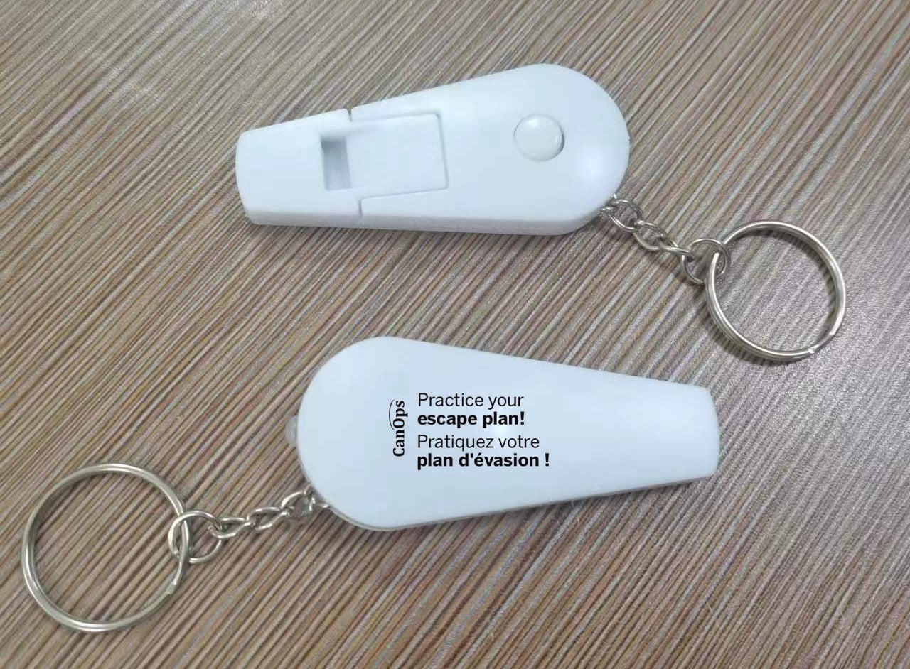Practice your escape keychain whistle and light